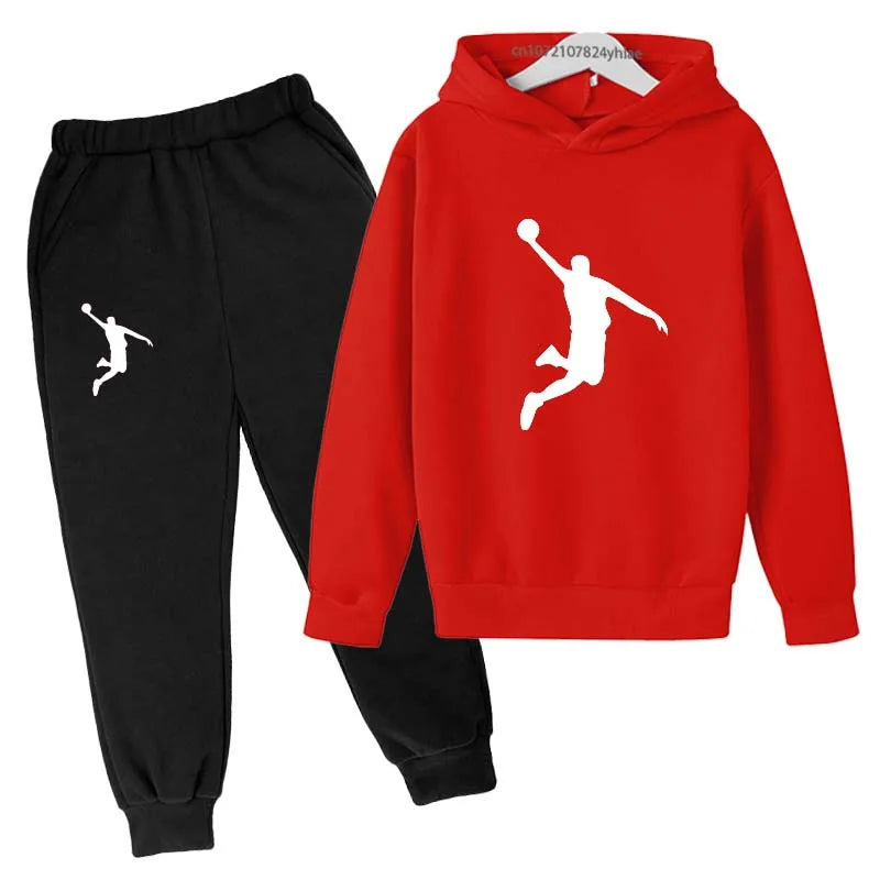 Kids Casual Hoodie and Pants Tracksuit Set