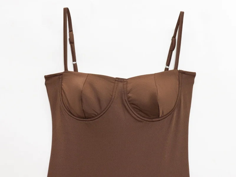 Underwire Spaghetti Strap Bodysuit for Women Casual Slim Fit