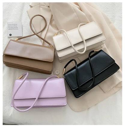 Luxury Women's Crossbody Shoulder Bag in Solid Color