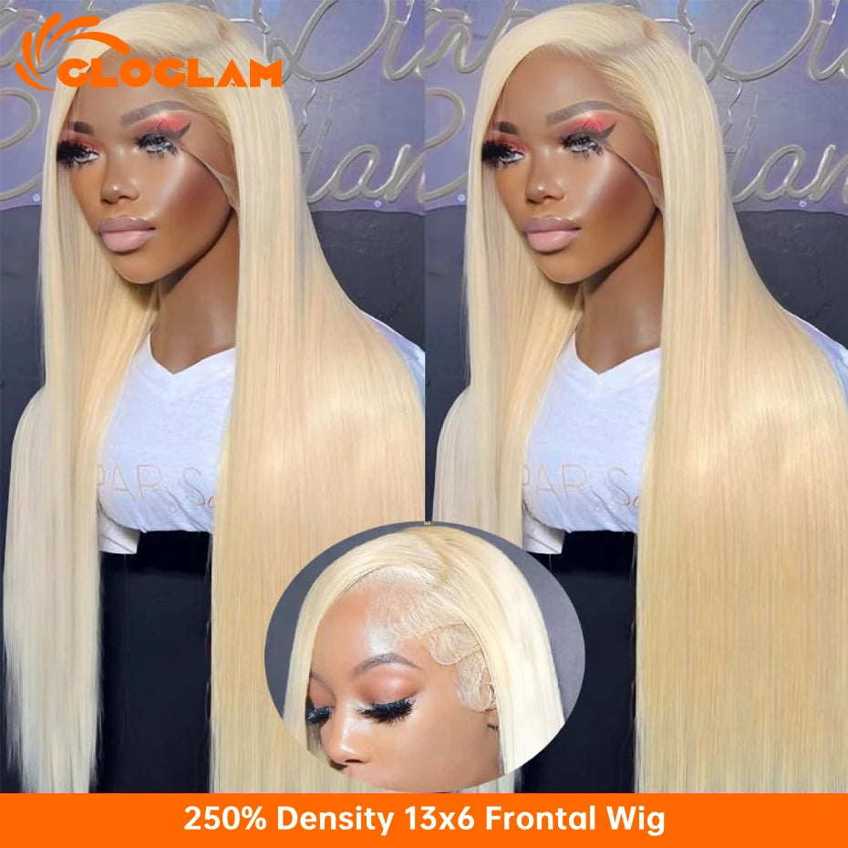 Straight 360 Lace Front Wig Human Hair Blonde 613