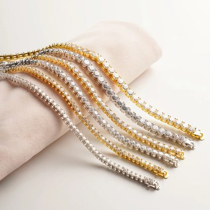 Moissanite Tennis Bracelet 2-6.5mm Rose Gold Silver