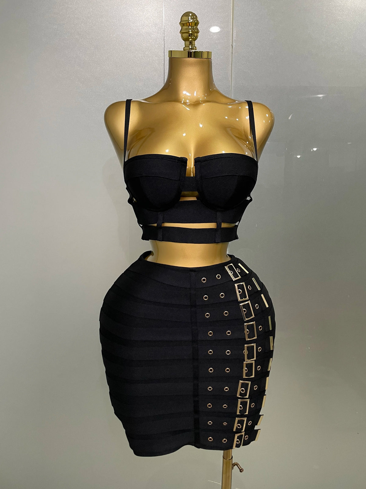 Women Sexy Bandage Tops and Pencil Skirt Set