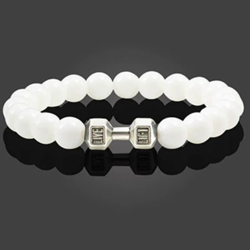 Natural Black Volcanic Lava Stone Dumbbell Bracelet