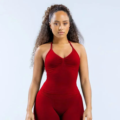 Seamless Lace-Up Bra and Shorts Yoga Set for Women