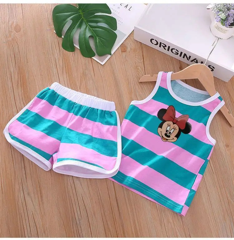 Cartoon Printed Vest and Shorts Set for Kids