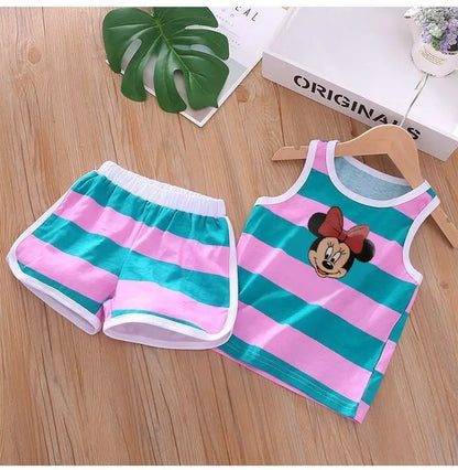 Cartoon Printed Vest and Shorts Set for Kids