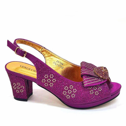 Golden Wedding Shoes And Bag Set With Diamond Decoration