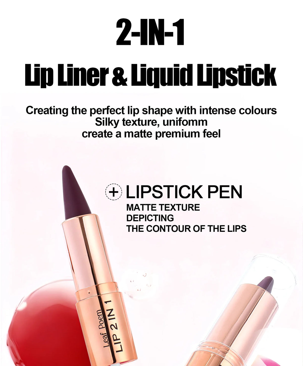 Waterproof Matte Black Lipstick and Lipgloss Duo