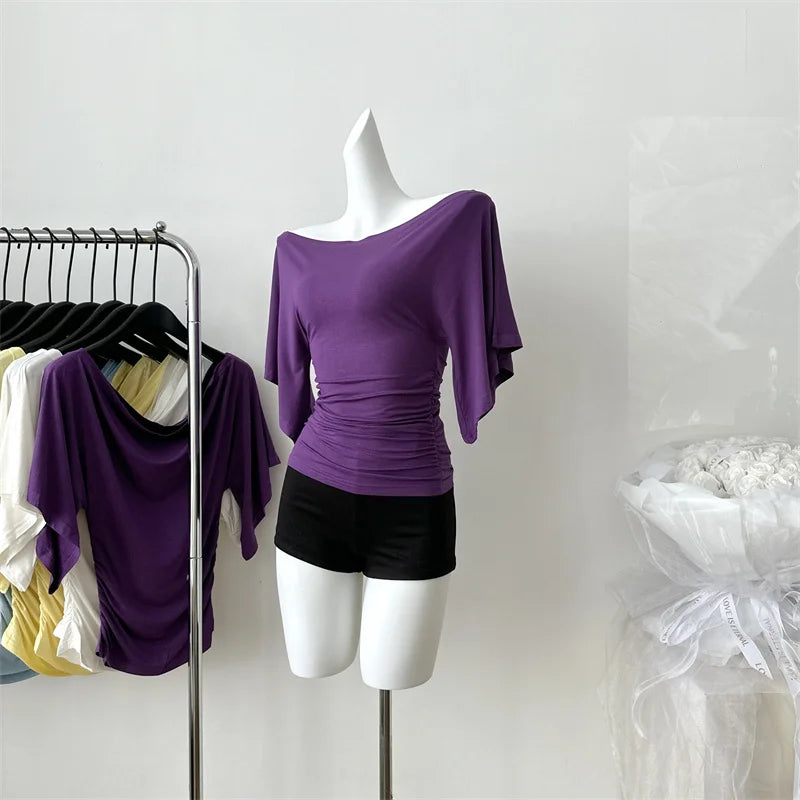 Women's High Stretch Flare Sleeve Slim T-Shirt