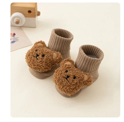 Cute Cartoon Bear Baby Socks Cotton Anti Slip Warm