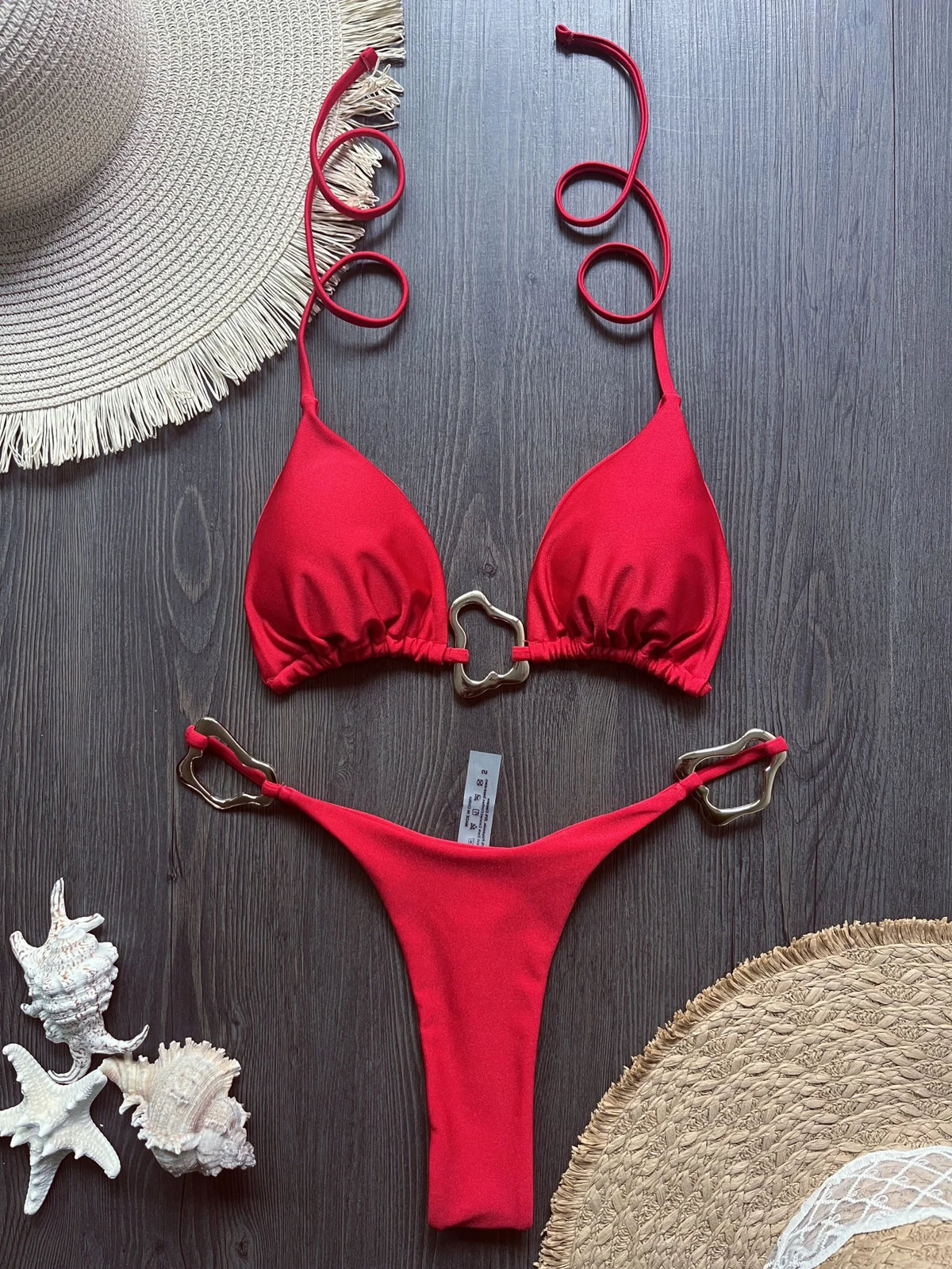 Halter Neck Micro Bikini Set Women Solid Swimwear