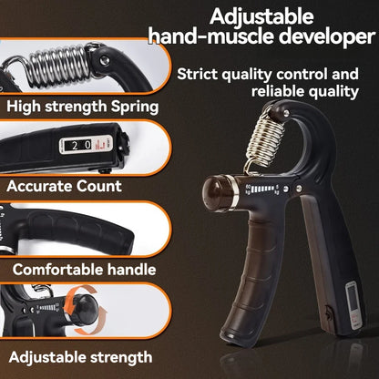 Adjustable Hand Grip Strength Trainer with Counter