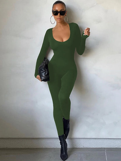 Dulzura Women Long Sleeve Bodycon Jumpsuit Overall