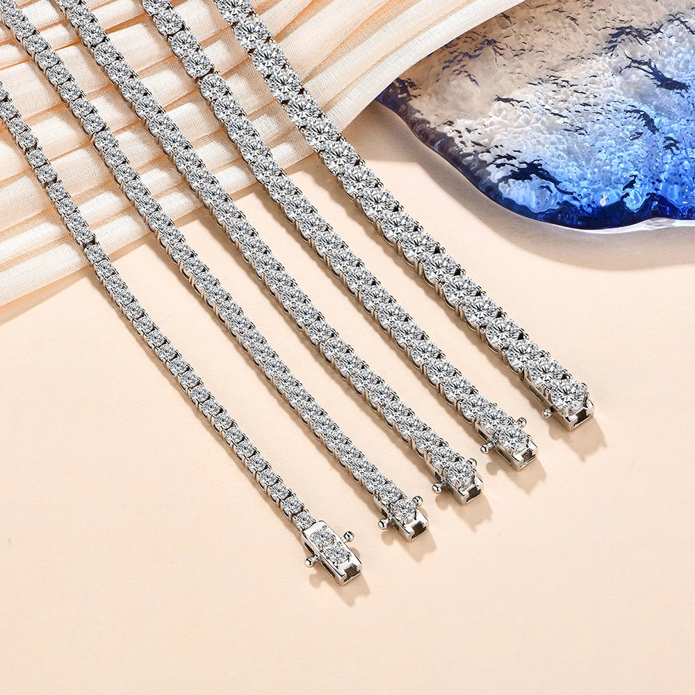 Moissanite Tennis Bracelet Round Cut 925 Silver White Gold