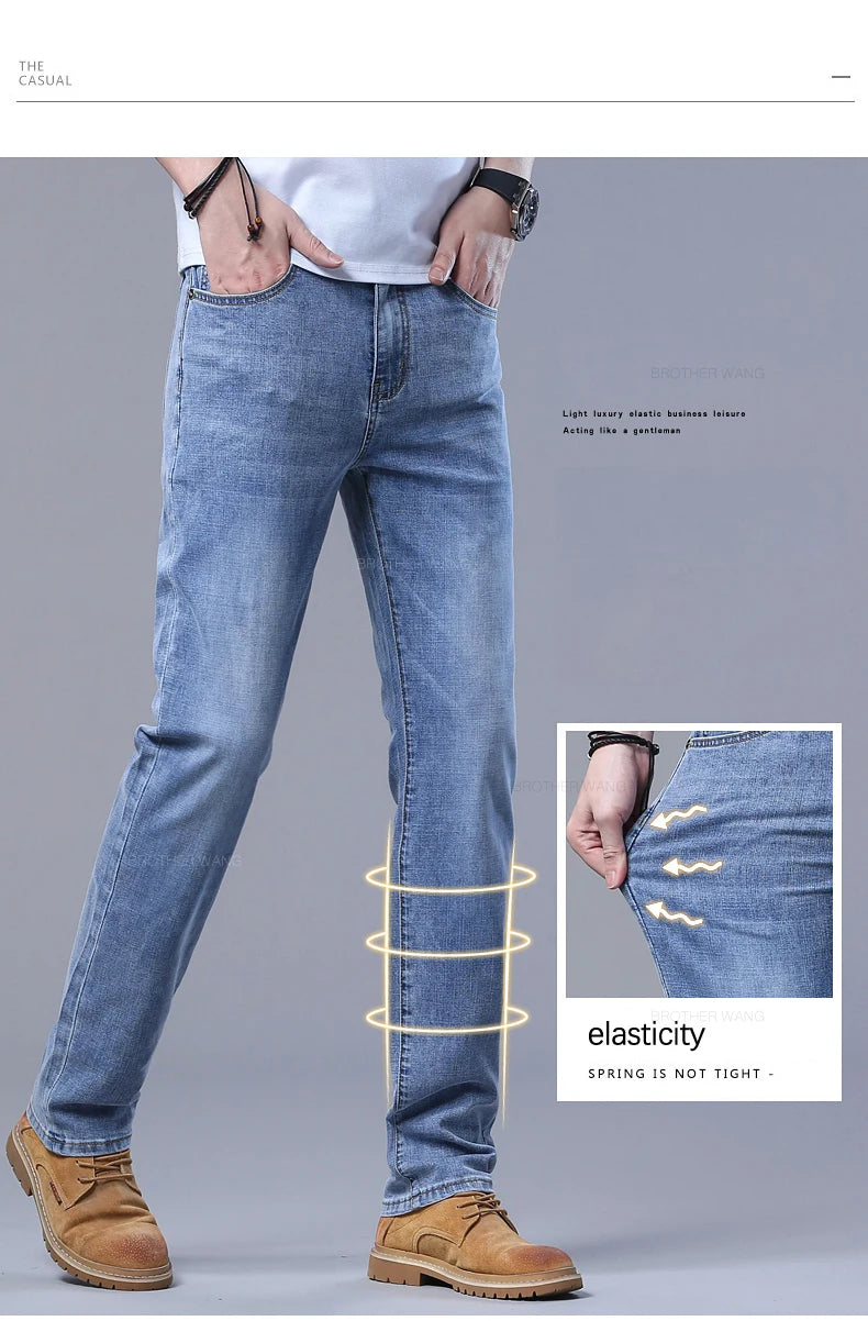 Light Blue Slim Jeans for Men in Stretch Denim