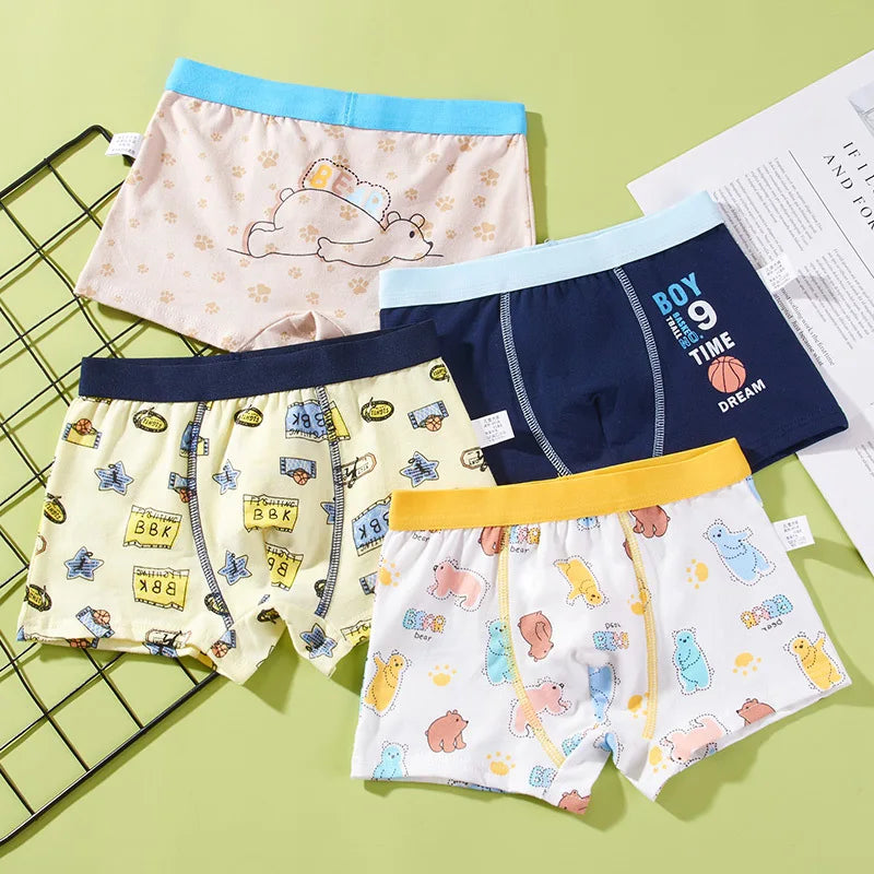 Boys Cotton Cartoon Print Boxer Briefs