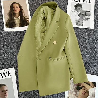Women Double-Breasted Blazer Casual Suit Jacket