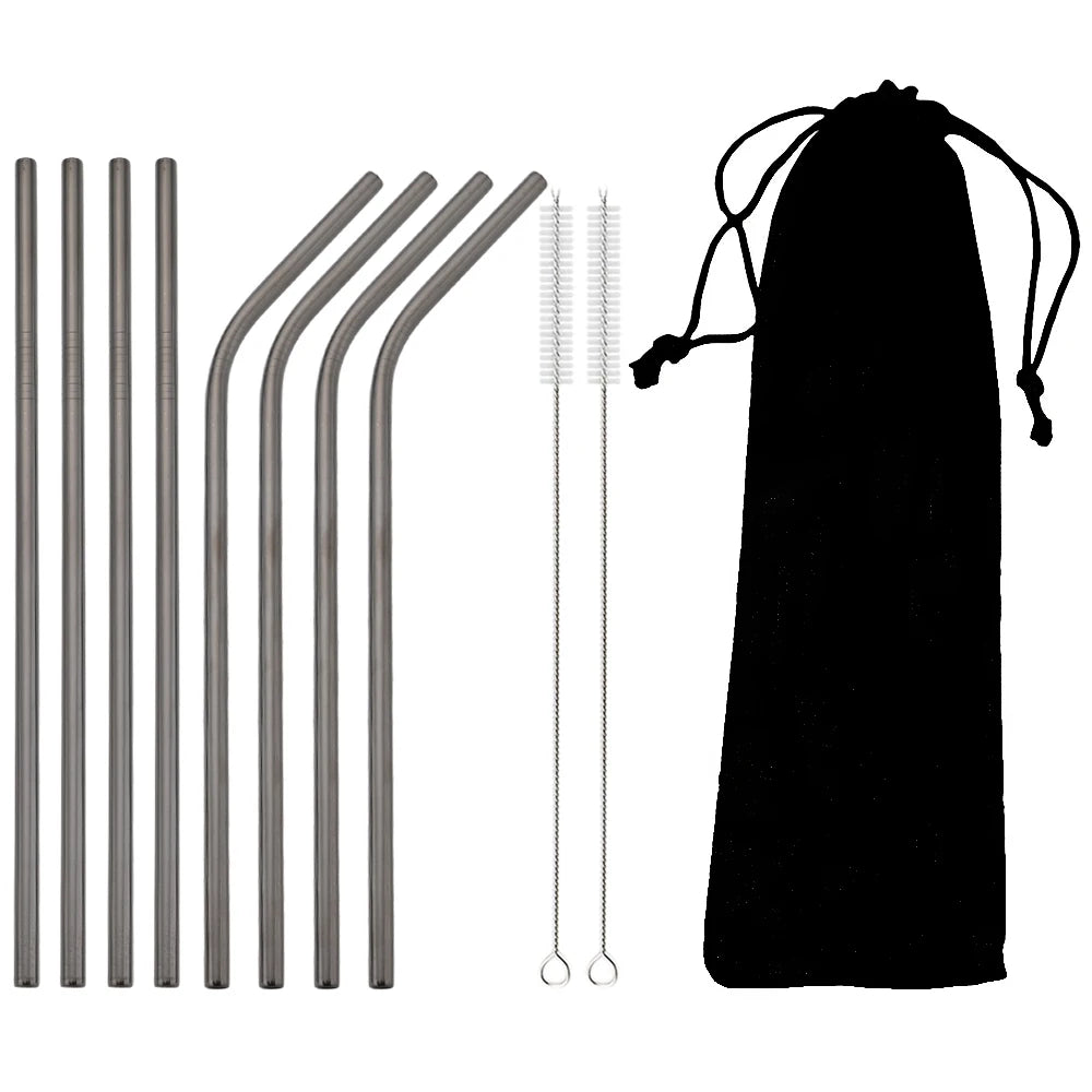 Colorful Metal Drinking Straws Set Stainless Steel