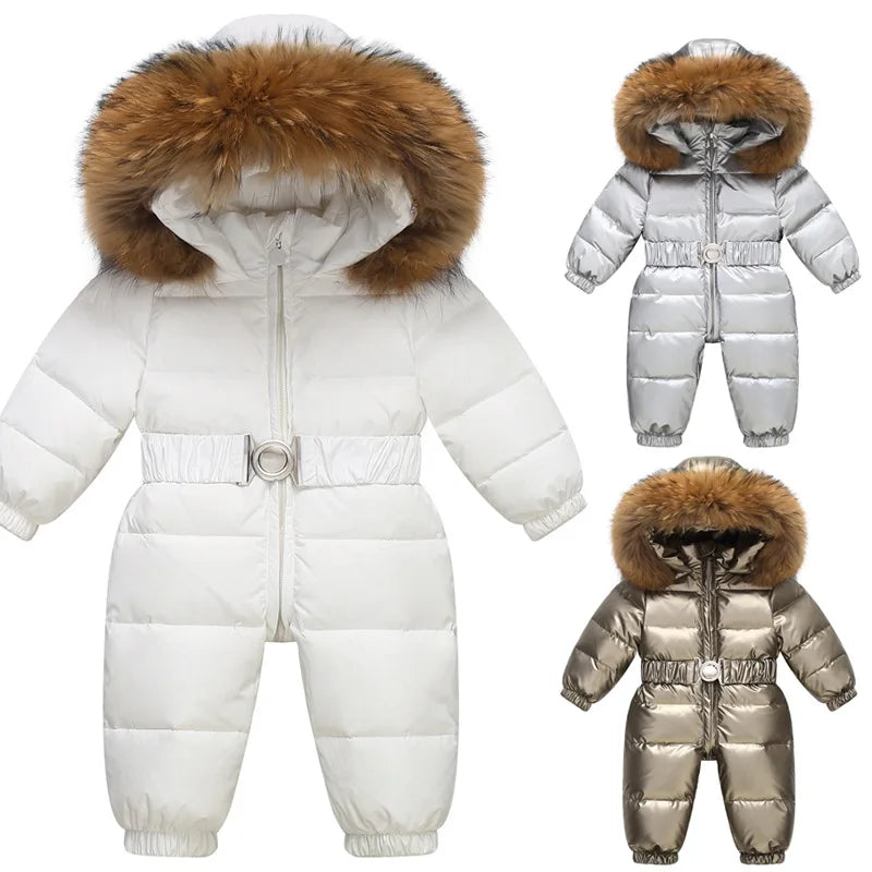 Children's Waterproof Hooded Down Snowsuit for Winter