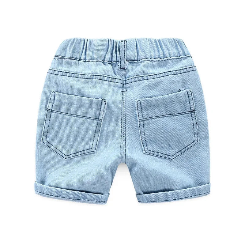 Children's Casual Torn Denim Shorts Blue Sky Blue