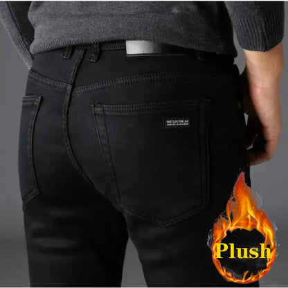 Men's Soft Stretch Black Denim Biker Jeans