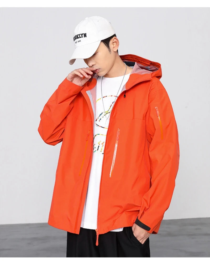 Three Layer Waterproof Windbreaker Jacket for Camping