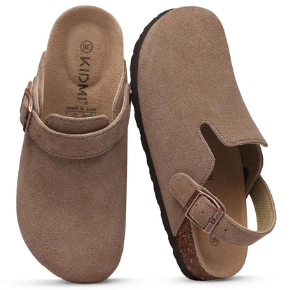 Genuine Leather Clogs with Cork Footbed for Women