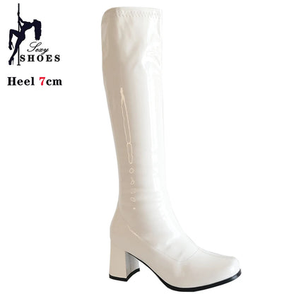7cm Square Heel Knee-High Gogo Boots for Women