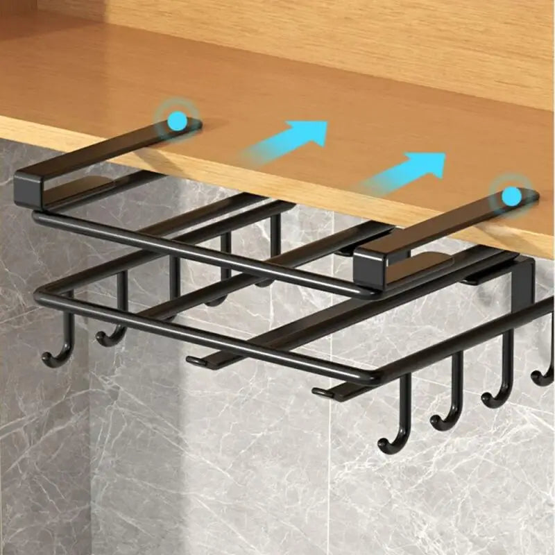Steel Under Cabinet Organizer Rack with Hooks