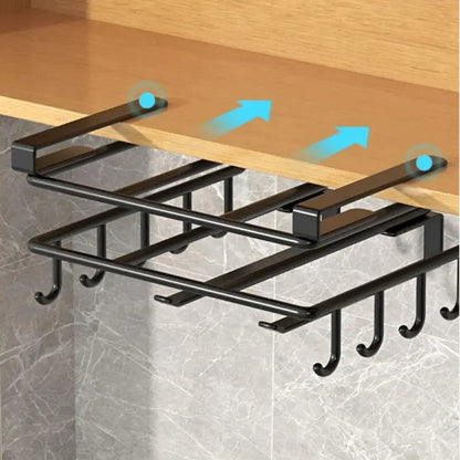Steel Under Cabinet Organizer Rack with Hooks