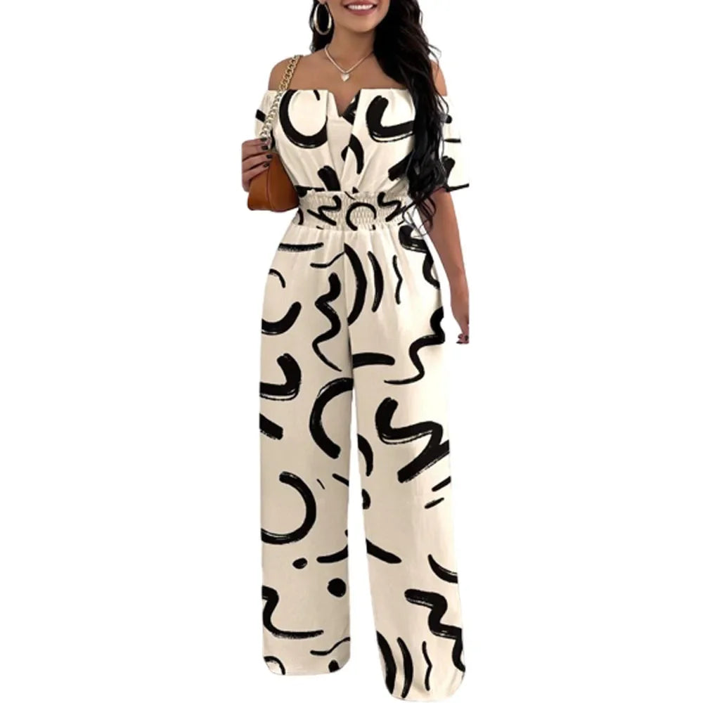 Elegant Off Shoulder Women's Jumpsuit Casual Polyester