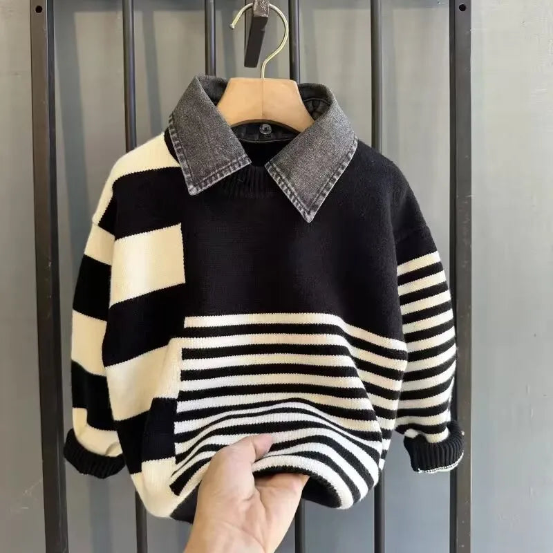 Boys Pullover Sweater Thick Knitwear Cotton Polyester
