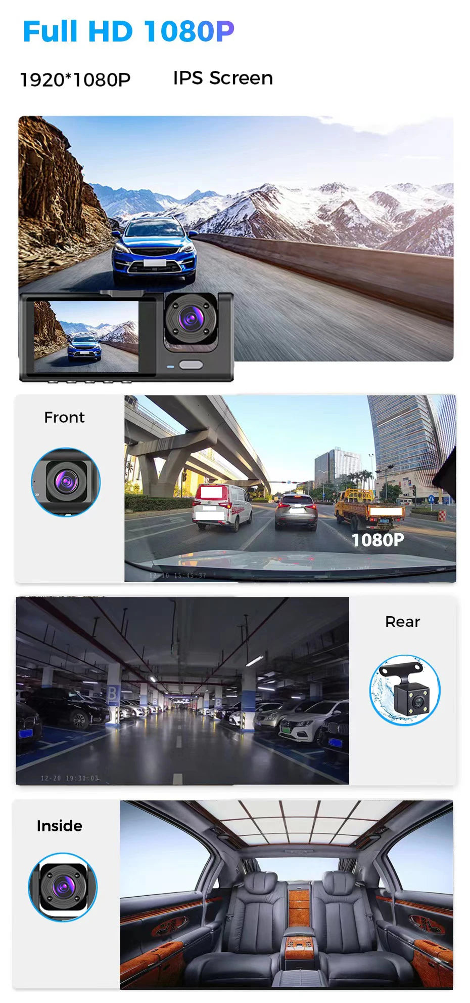 1080P Dash Cam with IR Night Vision and Loop Recording