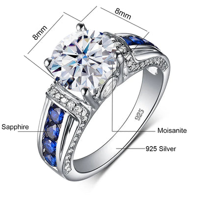 2ct Moissanite Diamond Ring for Women in Sterling Silver