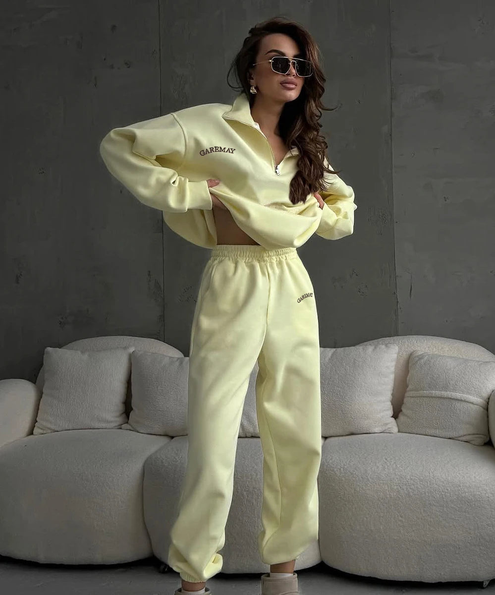 Cotton Pink Women's Tracksuit with Zipper
