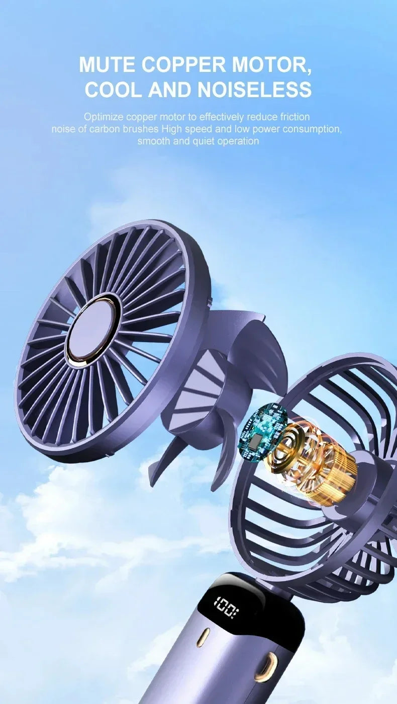 Portable Rechargeable Handheld Fan with LED Display