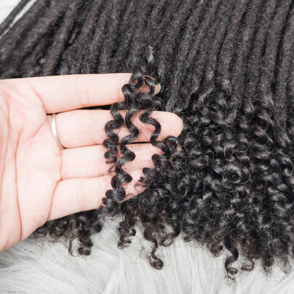 Natural Human Hair Dreadlock Extensions 8-12 Inch Curly Ends