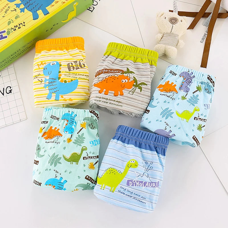 Cotton Dinosaur Cartoon Boys Briefs 3 Pcs Set