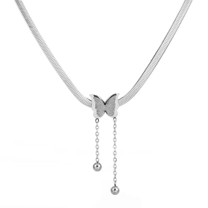 Stainless Steel Butterfly Choker Necklace for Women