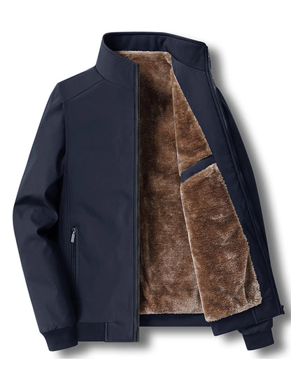 Men's Casual Velvet Jacket with Stand-Up Collar