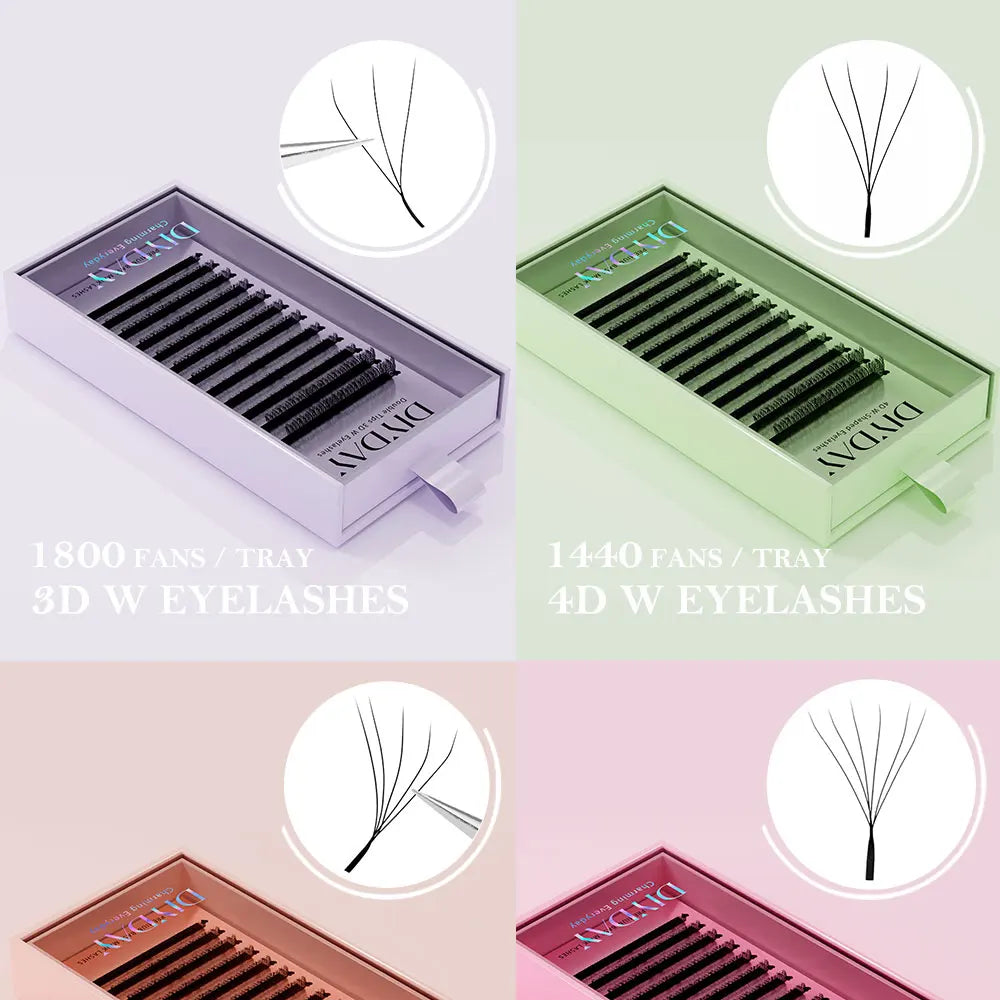 DIYDAY W Shape Eyelash Extensions Natural Soft Synthetic Hair