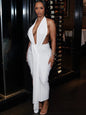 Sexy Halter Dress Women Backless Ankle-Length Polyester