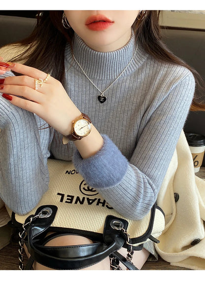 Women's Turtleneck Sweater with Velvet Lining