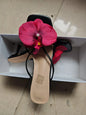 Orchid Flower High Heeled Slingback Shoes for Women