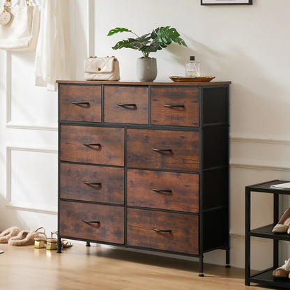 JHK Modern Fabric Dresser With 9 Storage Drawers
