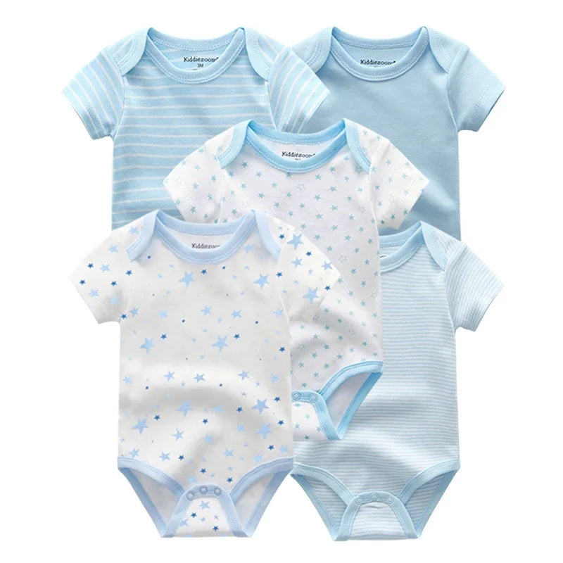 Kiddiezoom Cartoon Short Sleeve Baby Bodysuits 100% Cotton