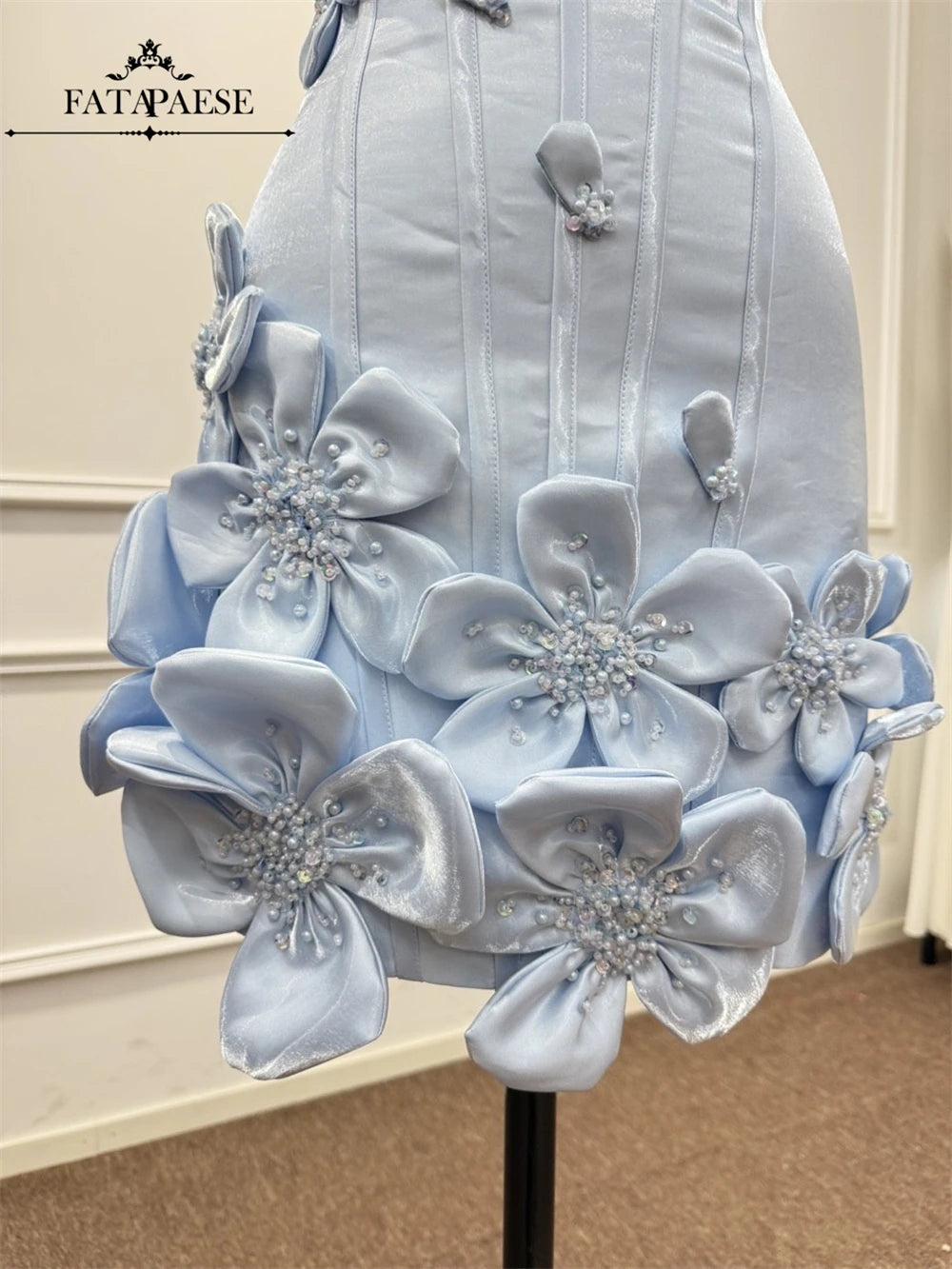 3D Floral Corset Mini Evening Dress with Rhinestones
