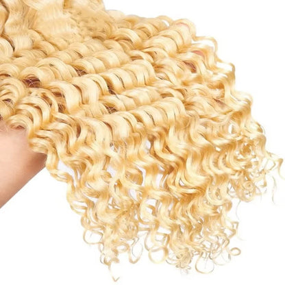 613 Blonde Deep Wave Human Hair Bundles 28 30 32 Inch