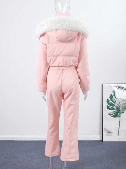 Women's Waterproof Ski Jumpsuit Hooded Winter Outfit