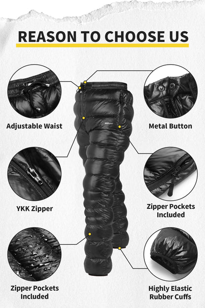 Mapleaf Ultralight Down Pants Waterproof Windproof Ski Trousers